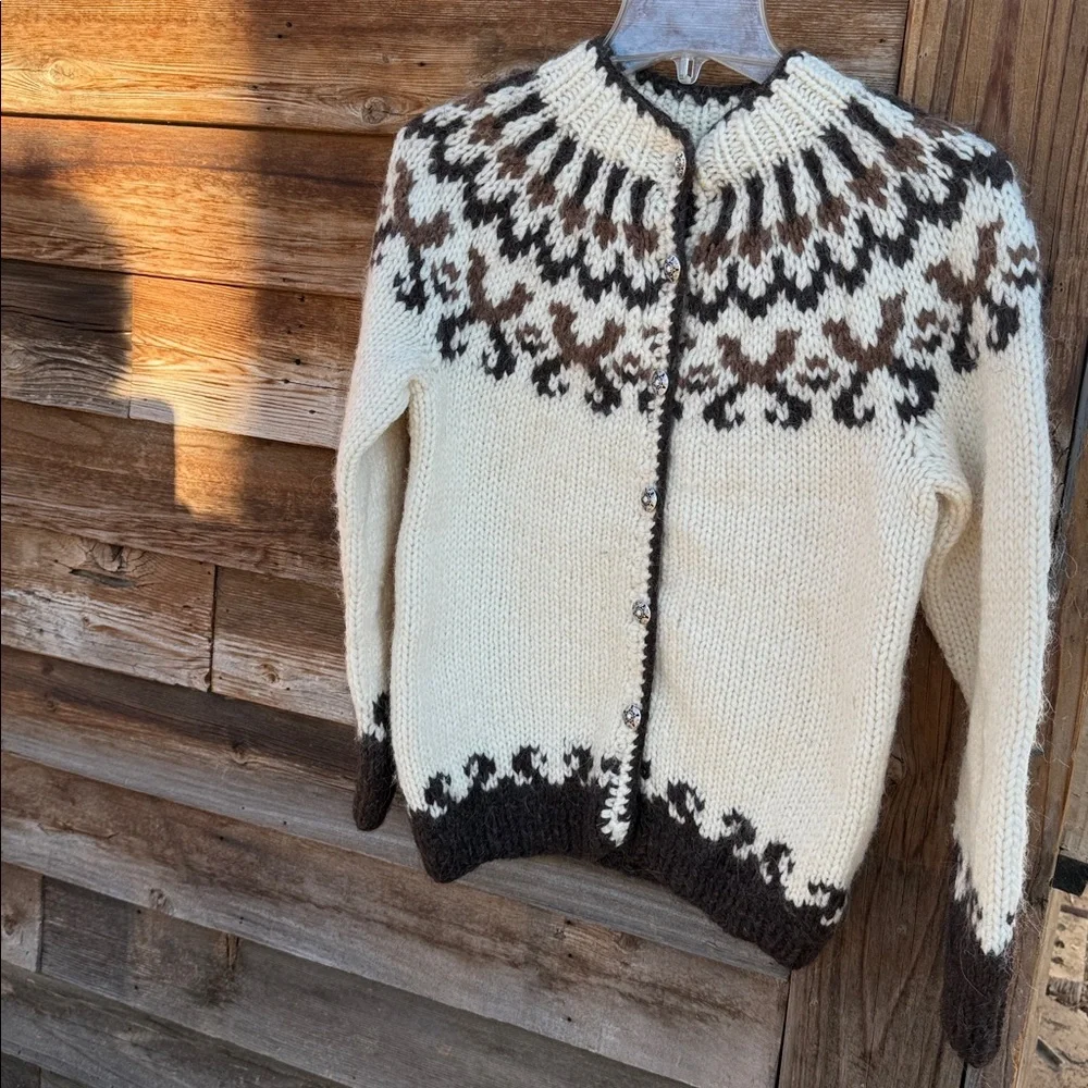 Vintage handmade chunky knit wooly cardigan angora? - Picture 3 of 7